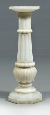 Appraisal: Carved alabaster pedestal faceted top over fluted and lotus leaf