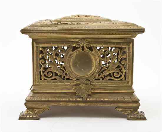 Appraisal: A Neoclassical Gilt Bronze Table Casket of square form with