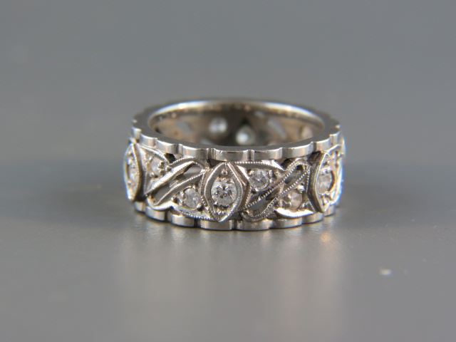 Appraisal: Diamond Platinum Band round diamonds in deco openwork setting wide