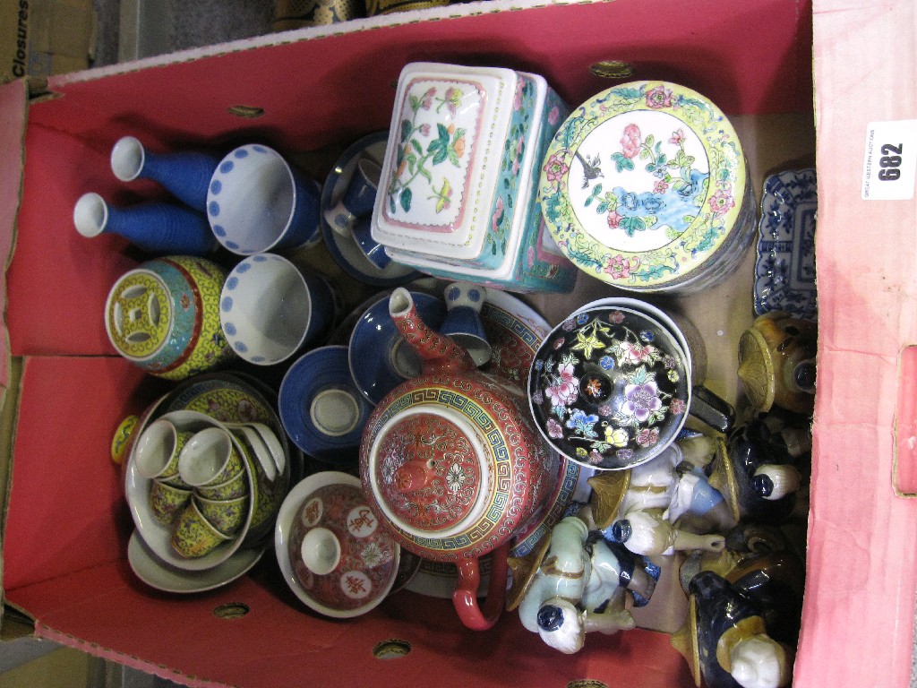 Appraisal: Box of oriental and other teawares and assorted ceramics