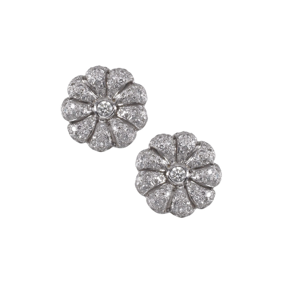 Appraisal: Pair Of Platinum And k White Gold Button Earrings each