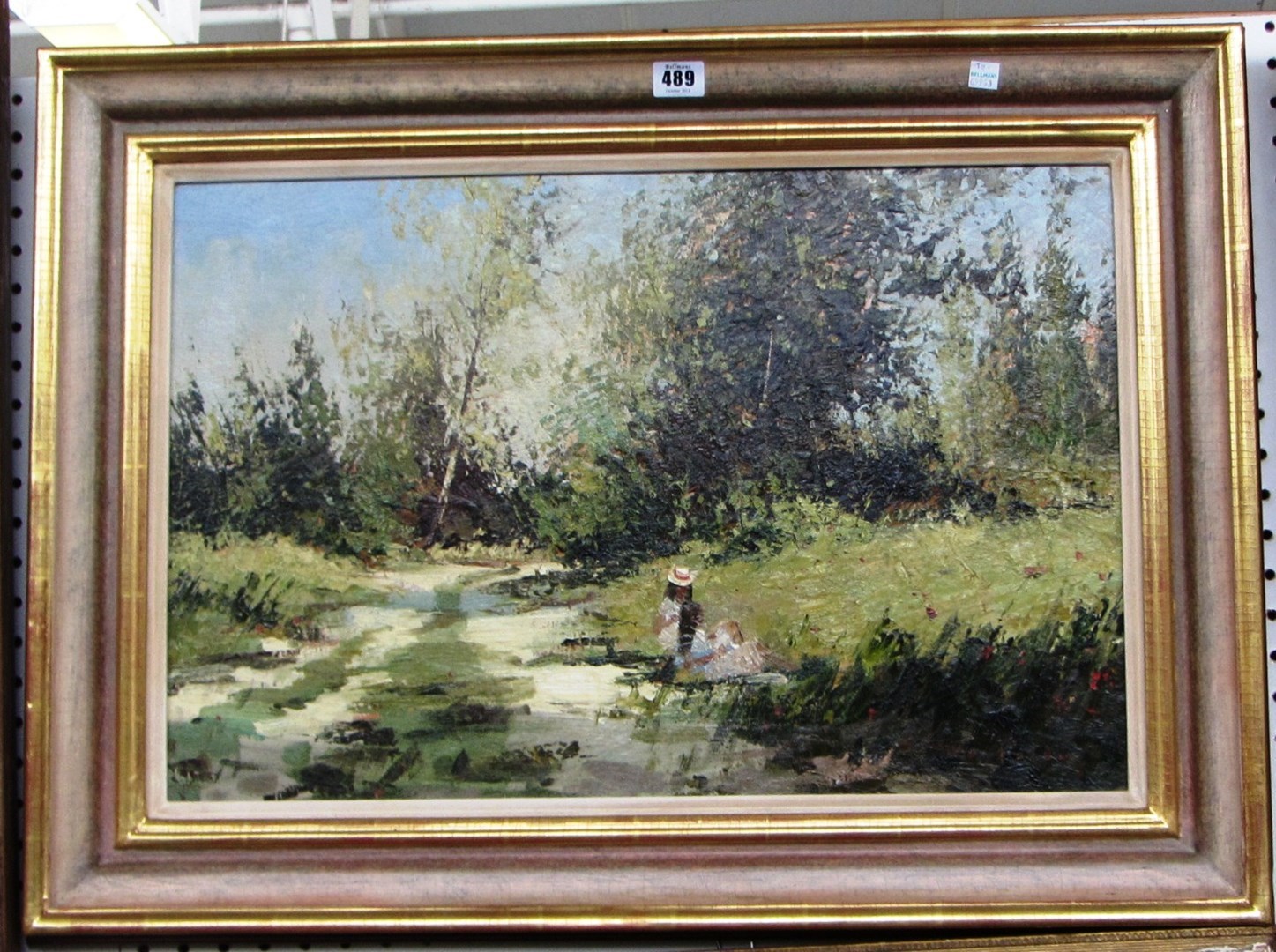 Appraisal: Roy Petley b Figures by a river oil on board