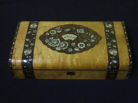 Appraisal: SATINWOOD AND MOTHER OF PEARL INLAID GAMES BOX Inlaid with