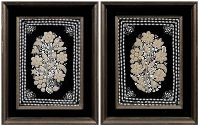 Appraisal: Two pieces Victorian beadwork floral bouquets with clear and white