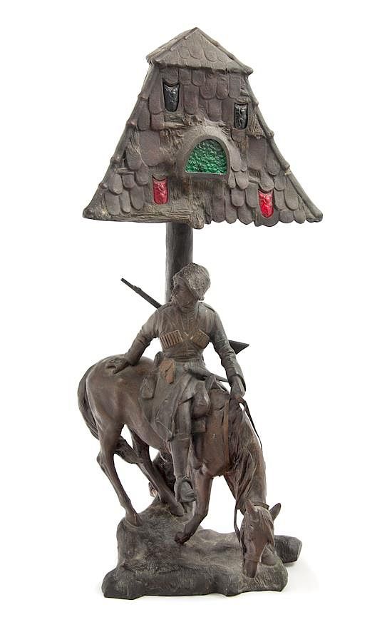 Appraisal: A German Cast Metal Figural Lamp Height inches A German