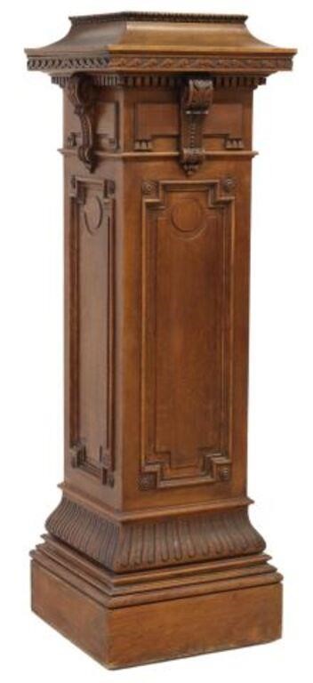 Appraisal: American carved oak pedestal stand late th early th c