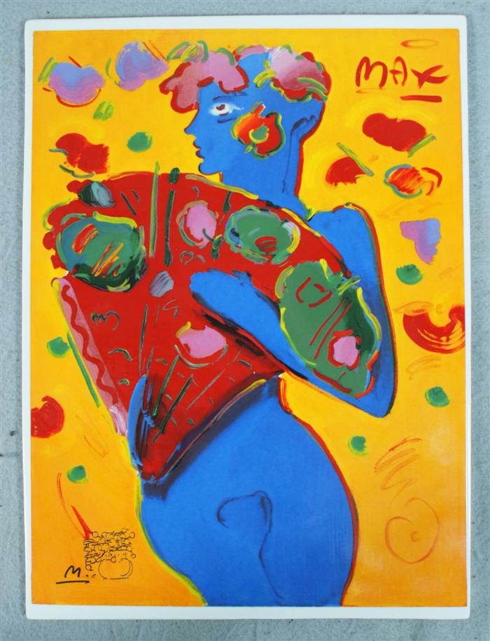 Appraisal: Peter Max ceramic tile Blue Lady x Estimate -