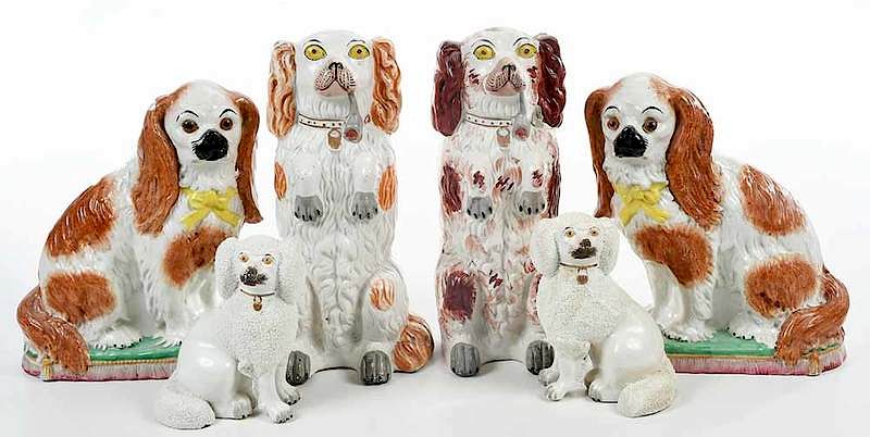 Appraisal: Six Staffordshire Dog Figures British th century two spaniels sitting