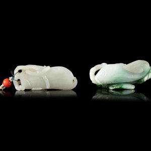 Appraisal: Two Chinese Jade and Jadeite Pendants TH TH CENTURY the