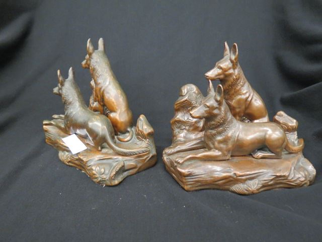 Appraisal: Pair of Art Deco German Shepherd Bookends by Jennings Brothers