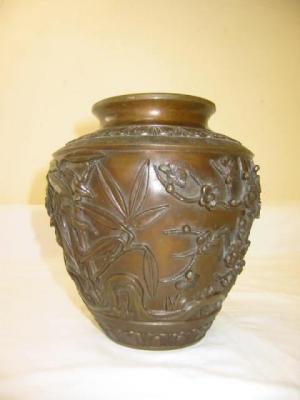 Appraisal: A CHINESE BRONZE THREE FRIENDS VASE of tapering form with