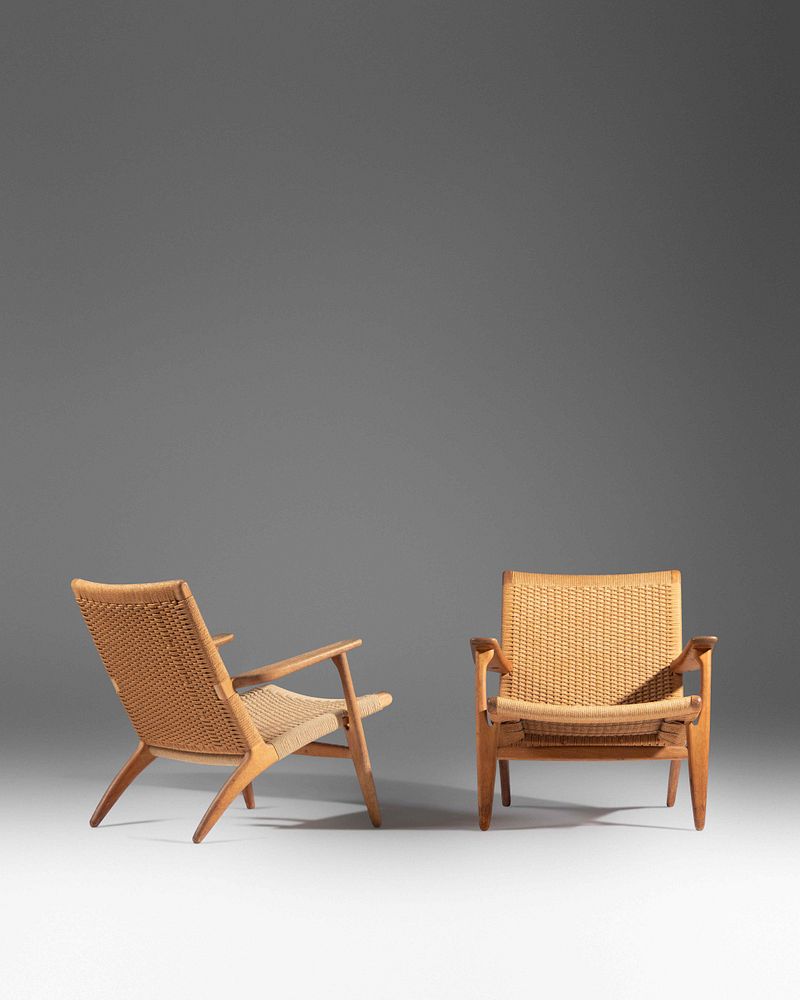 Appraisal: Hans J Wegner Danish - A Pair of CH- Lounge