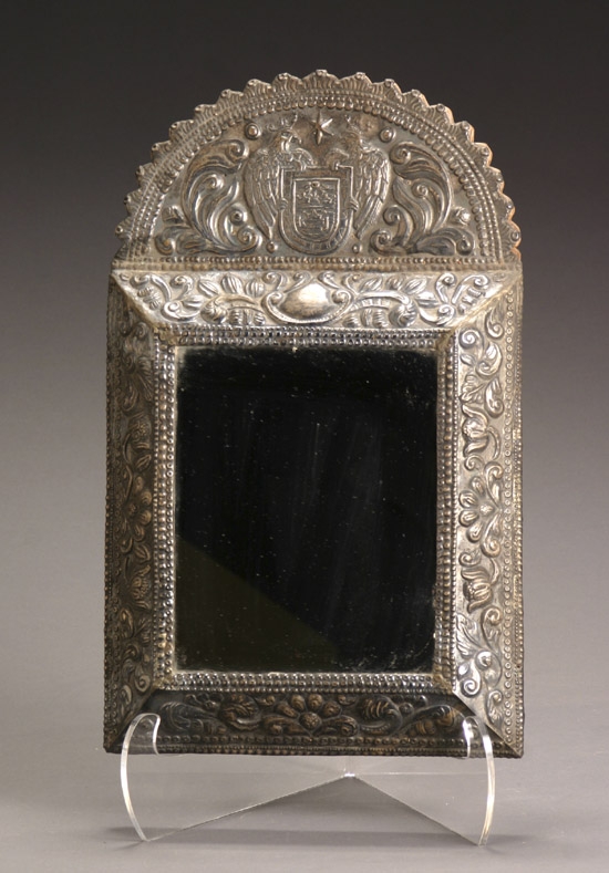 Appraisal: Spanish Colonial Embossed Silver 'Armorial' Mirror Late th-Early th Century