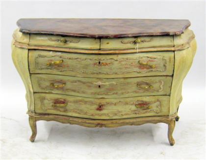 Appraisal: Italian painted bombe commode th century The shaped top above