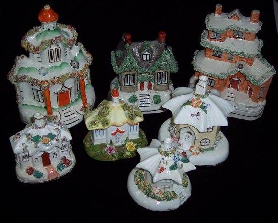 Appraisal: Sundry pottery pastille burners modelled as cottages