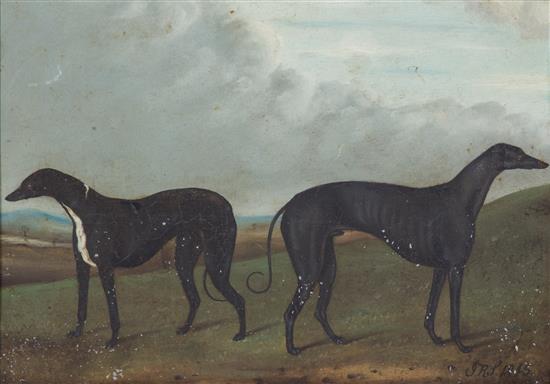 Appraisal: Sale Lot Artist Unknown British th Century Two Greyhounds oil