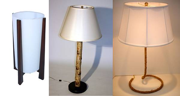 Appraisal: A 'Boundary Waters' birch lamp 'Valero' spiral lamp and a