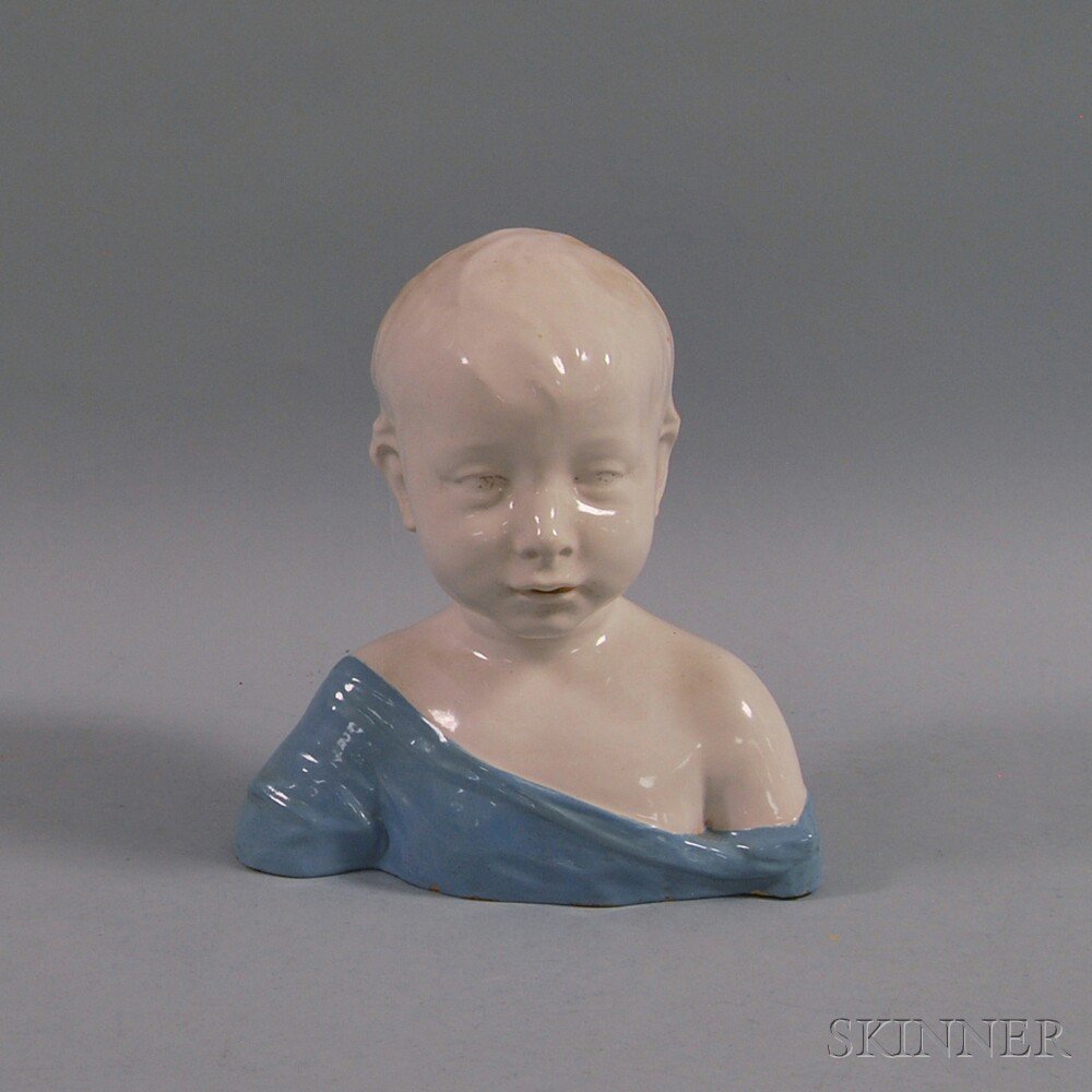 Appraisal: Blue and White Ceramic Bust of a Boy ht wd