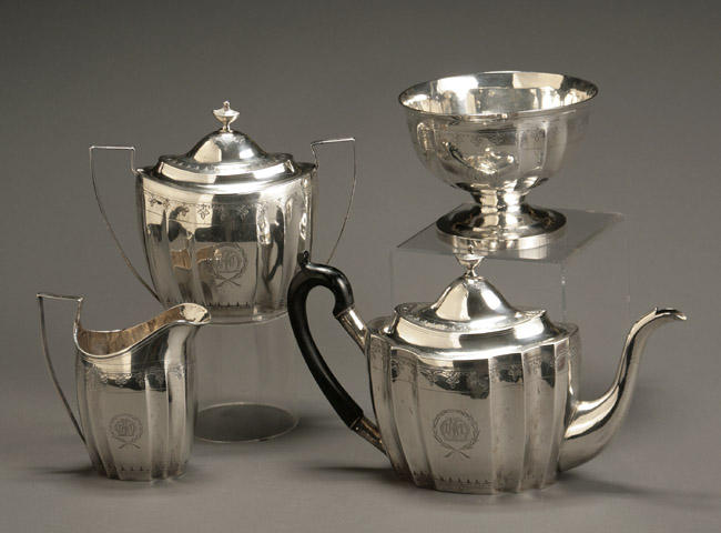 Appraisal: American Silver Three-Piece Tea Service Joel Sayre New York Circa