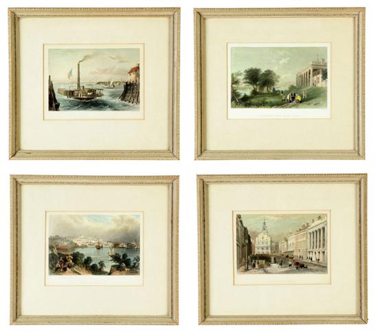 Appraisal: FOUR ENGRAVINGS England nd quarter- th century handcolored engravings on