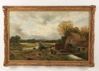 Appraisal: LARGE TH C EUROPEAN OIL ON CANVAS LANDSCAPE HAVING A