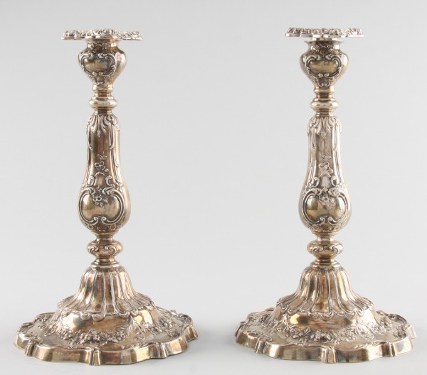 Appraisal: Candlesticks with floral decoration t hallmarked and marked Sterling weighted