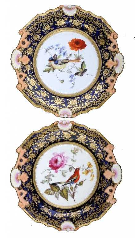 Appraisal: A PAIR OF STAFFORDSHIRE COBALT GROUND DESSERT PLATES POSSIBLY MACHIN