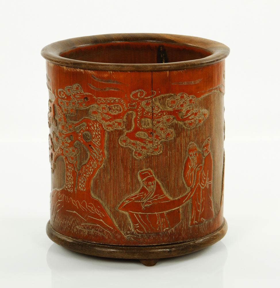 Appraisal: - Chinese Bamboo Brush pot Carved brush pot bamboo with