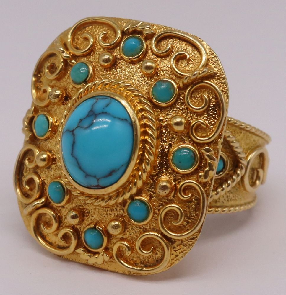 Appraisal: JEWELRY kt Gold and Turquoise Cocktail Ring kt yellow gold