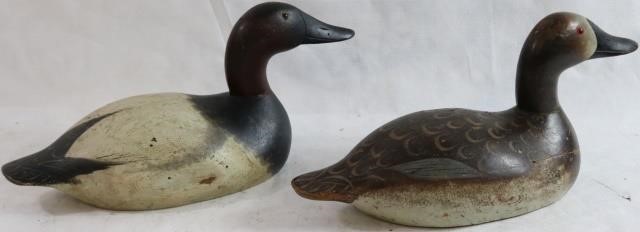 Appraisal: PAIR OF MASON DECOY CANVAS BACKS SENECA LAKEMODELS - GLASS