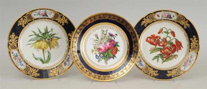 Appraisal: PAIR OF PARIS PORCELAIN BOTANICAL PLATES AND A SINGLE PLATE