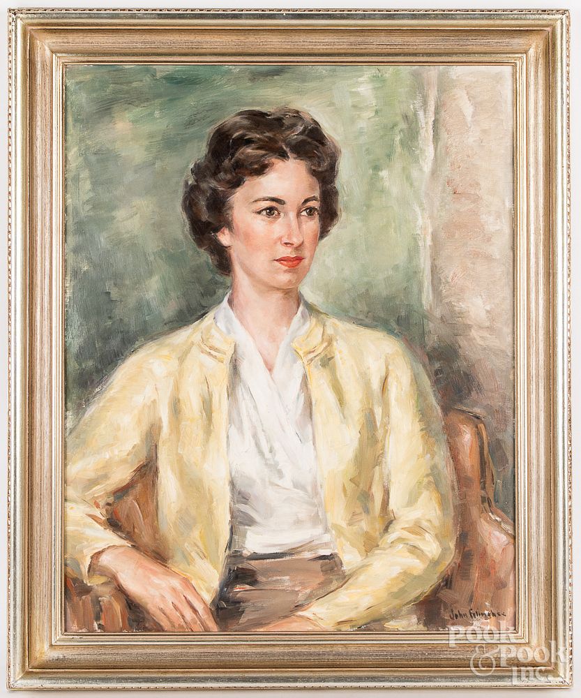 Appraisal: John Folinsbee oil on canvas portrait of a woman John