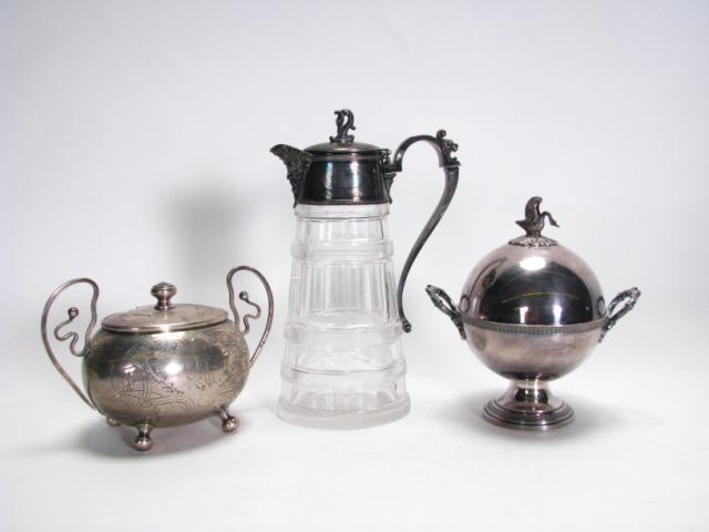 Appraisal: Three antique sterling and plated service items including sterling silver