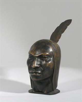 Appraisal: A Hagenauer patinated bronze figure of a Native American Indian