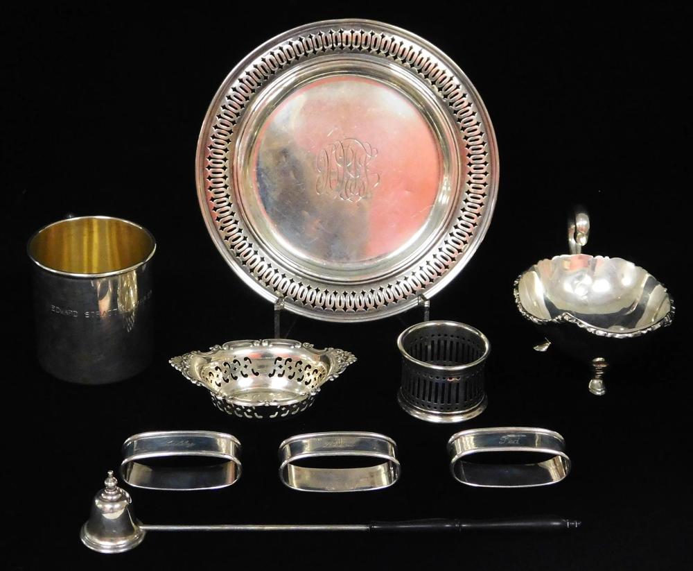 Appraisal: STERLING Nine pieces of miscellaneous sterling silver including child's cup