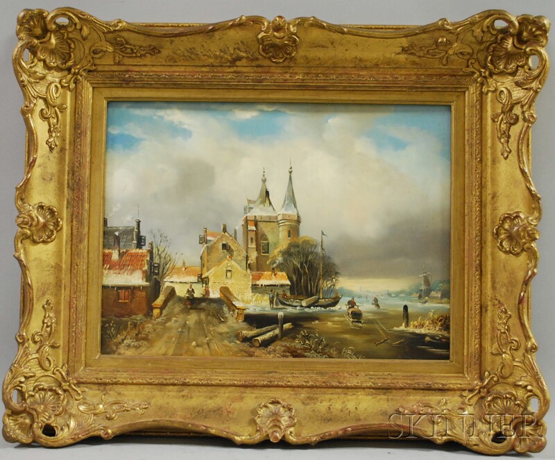 Appraisal: Continental School th Century Dutch Winter Scene on a Frozen