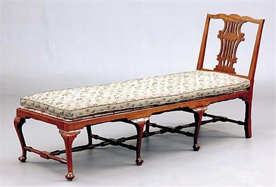 Appraisal: Southern Colonial walnut daybed th centuryyoked crest over pierced Chippendale