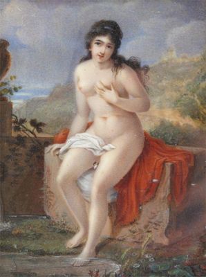 Appraisal: English School th Century A nude seated on a rock