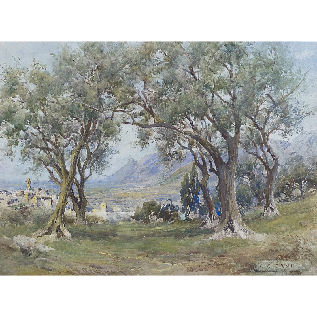 Appraisal: WATERCOLOR CARLO GIORNI Carlo Giorni Italian - Landscape with Distant