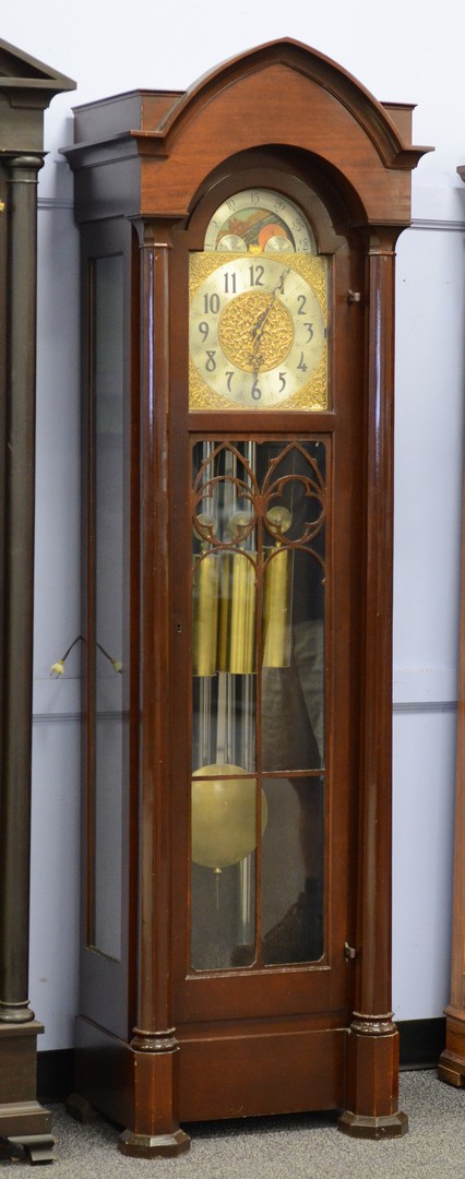 Appraisal: Mahogany Revere Cabot Westminster chime electric hall clock tubes h