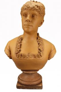 Appraisal: Signed Carved Terracotta Bust Emilie Rogers Signed Carved Terracotta Bust