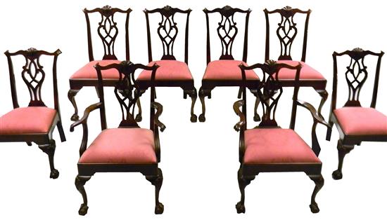 Appraisal: Stickley dining room chairs two arm and six side Chippendale