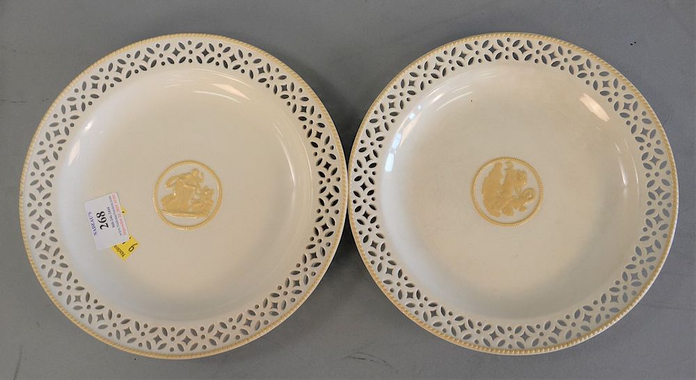 Appraisal: Set of eleven wedgwood creamware reticulated dessert plates black printed