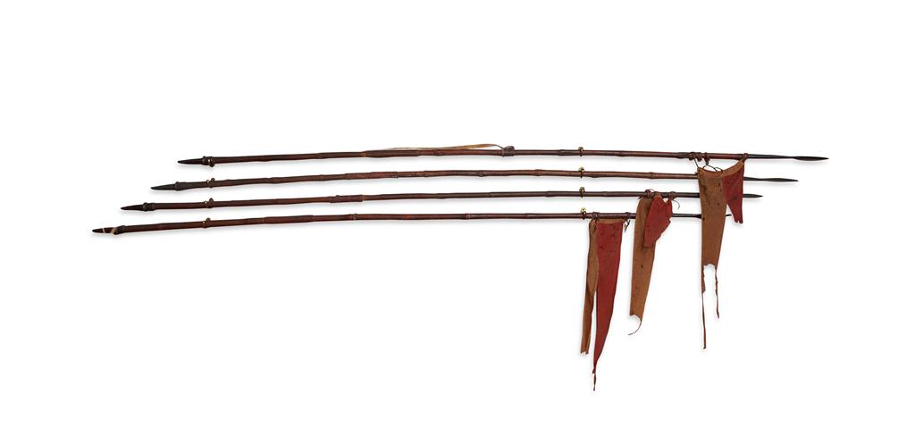 Appraisal: TWO BAMBOO LANCES LATE TH CENTURY each with metal tip