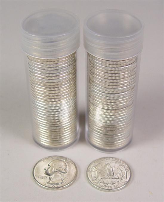 Appraisal: Two Nice BU Rolls of Washington Quarters Dates are and