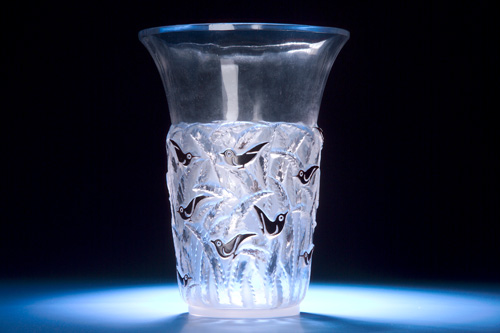 Appraisal: R LALIQUE Vase Borneo clear and frosted with brown enamel