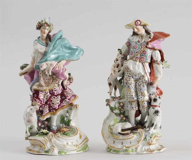 Appraisal: PAIR OF CHELSEA STYLE PORCELAIN FIGURES Each with gold anchor