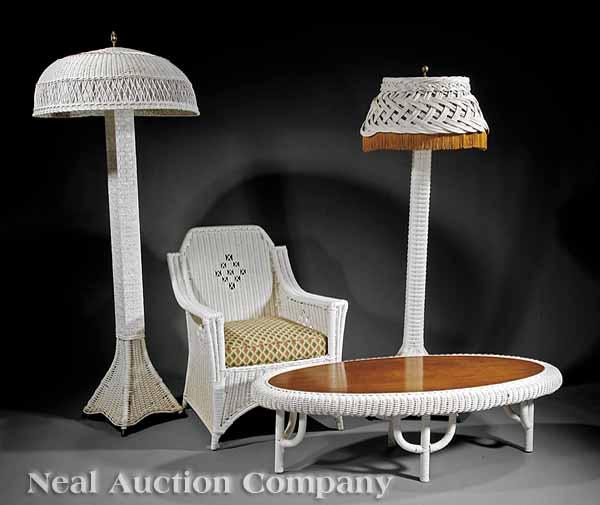 Appraisal: A Group of Vintage Wicker Parlor Furniture comprising a sofa