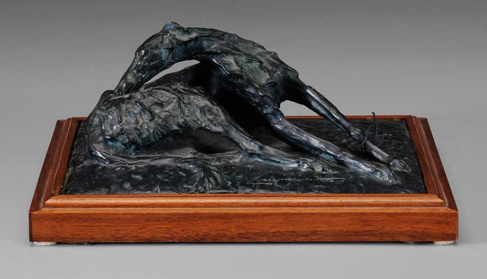 Appraisal: Dog Sculpture th century Reclining Wolfhound signed indistinctly lower right