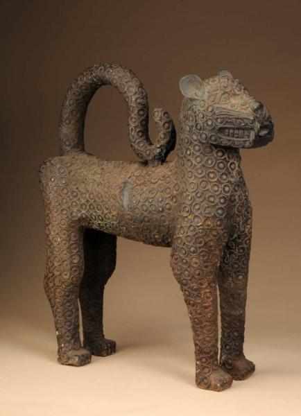 Appraisal: West African Royal Leopard Figure Description From Benin Made of